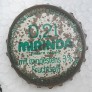 Kronkorken Mirinda Deutschland 1970 1970er silber Mirinda 0,2l mit mindestens 3% Fruchtsaft Oberfränkische Getränke-Industrie GmbH Weissenbrunn Hergestellt mit der Genehmigung der Pepsico, Inc., Purchase, N.Y.
