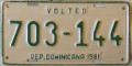 Nummernschilder / Kfz-Kennzeichen Dominikanische Republik 1981 1980er