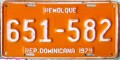 Nummernschilder / Kfz-Kennzeichen Dominikanische Republik 1979 1970er