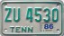 Nummernschilder / Kfz-Kennzeichen USA 1986 1980er Tennesssee TN