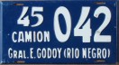 Nummernschilder / Kfz-Kennzeichen Argentinien 1945 1940er Rio Negro