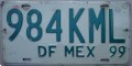 Nummernschilder / Kfz-Kennzeichen Mexiko 1999 1990er Distrito Federal