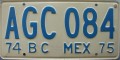 Nummernschilder / Kfz-Kennzeichen Mexiko 1974 1970er Baja California