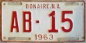 Nummernschilder / Kfz-Kennzeichen Niederländische Antillen 1963 1960er Bonaire