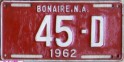 Nummernschilder / Kfz-Kennzeichen Niederländische Antillen 1962 1960er Bonaire