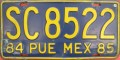 Nummernschilder / Kfz-Kennzeichen Mexiko 1984 1980er Puebla