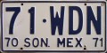 Nummernschilder / Kfz-Kennzeichen Mexiko 1970 1970er Sonora
