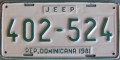 Nummernschilder / Kfz-Kennzeichen Dominikanische Republik 1981 1980er