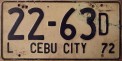 Nummernschilder / Kfz-Kennzeichen Philippinen 1972 1970er Cebu City