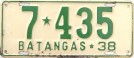 Nummernschilder / Kfz-Kennzeichen Philippinen 1938 1930er Batangas