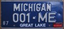 Nummernschilder / Kfz-Kennzeichen USA 1987 1980er Michigan MI