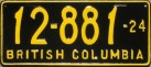 Nummernschilder / Kfz-Kennzeichen Kanada 1924 1920er British Columbia