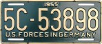 Nummernschilder / Kfz-Kennzeichen Deutschland 1955 1950er US