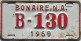 Nummernschilder / Kfz-Kennzeichen Niederländische Antillen 1969 1960er Bonaire