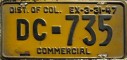 Nummernschilder / Kfz-Kennzeichen USA 1947 1940er District of Columbia DC