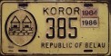 Nummernschilder / Kfz-Kennzeichen Palau 1980 1980er Belau Koror