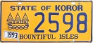 Nummernschilder / Kfz-Kennzeichen Palau 1993 1990er Koror