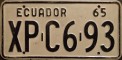 Nummernschilder / Kfz-Kennzeichen Ecuador 1965 1960er
