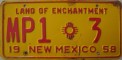 Nummernschilder / Kfz-Kennzeichen USA 1958 1950er New Mexico NM