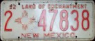 Nummernschilder / Kfz-Kennzeichen USA 1952 1950er New Mexico NM