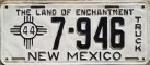 Nummernschilder / Kfz-Kennzeichen USA 1944 1940er New Mexico NM