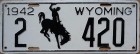 Nummernschilder / Kfz-Kennzeichen USA 1942 1940er Wyoming WY