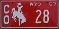 Nummernschilder / Kfz-Kennzeichen USA 1967 1960er Wyoming WY