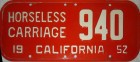 Nummernschilder / Kfz-Kennzeichen USA 1952 1950er California CA