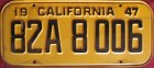Nummernschilder / Kfz-Kennzeichen USA 1947 1940er California CA