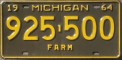 Nummernschilder / Kfz-Kennzeichen USA 1964 1960er Michigan MI