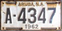 Nummernschilder / Kfz-Kennzeichen Aruba 1962 1960er Aruba