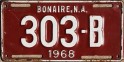 Nummernschilder / Kfz-Kennzeichen Niederländische Antillen 1968 1960er Bonaire