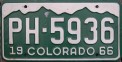 Nummernschilder / Kfz-Kennzeichen USA 1966 1960er Colorado CO
