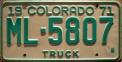 Nummernschilder / Kfz-Kennzeichen USA 1971 1970er Colorado CO