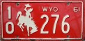 Nummernschilder / Kfz-Kennzeichen USA 1961 1960er Wyoming WY