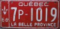 Nummernschilder / Kfz-Kennzeichen Kanada 1966 1960er Quebec