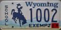 Nummernschilder / Kfz-Kennzeichen USA 1992 1990er Wyoming WY