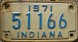 Nummernschilder / Kfz-Kennzeichen USA 1971 1970er Indiana IN