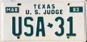 Nummernschilder / Kfz-Kennzeichen USA 1983 1980er Texas TX