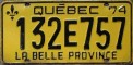 Nummernschilder / Kfz-Kennzeichen Kanada 1974 1970er Quebec