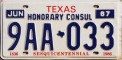 Nummernschilder / Kfz-Kennzeichen USA 1987 1980er Texas TX