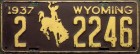 Nummernschilder / Kfz-Kennzeichen USA 1937 1930er Wyoming WY