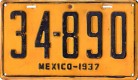 Nummernschilder / Kfz-Kennzeichen Mexiko 1937 1930er