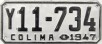 Nummernschilder / Kfz-Kennzeichen Mexiko 1947 1940er Colima