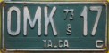 Nummernschilder / Kfz-Kennzeichen Chile 1973 1970er