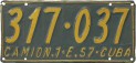 Nummernschilder / Kfz-Kennzeichen Kuba 1957 1950er