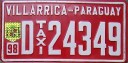 Nummernschilder / Kfz-Kennzeichen Paraguay 1997 1990er Villarrica
