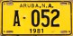 Nummernschilder / Kfz-Kennzeichen Aruba 1981 1980er Aruba