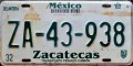 Nummernschilder / Kfz-Kennzeichen Mexiko 2004 2000er Zacatecas