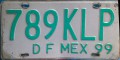 Nummernschilder / Kfz-Kennzeichen Mexiko 1999 1990er Distrito Federal